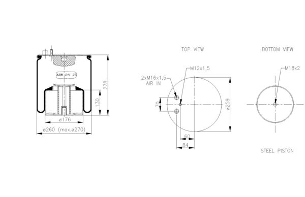 LOFTPÚÐI MAN 2 x M16 PORT