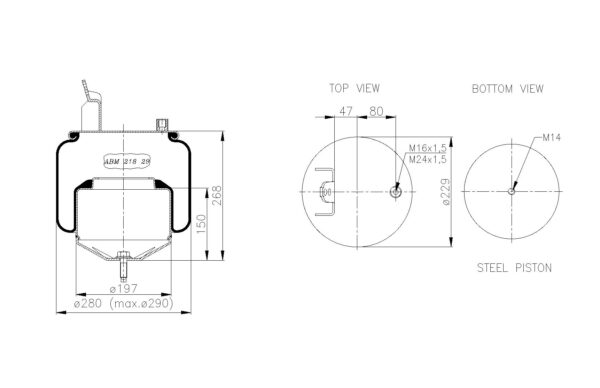 LOFTPÚÐI VOLVO BOTN 150MM HÁR Ö-197MM