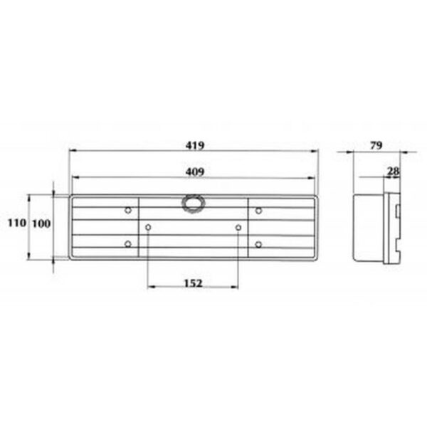 AFTURLJÓS MERCEDES HÆGRA 110x426MM