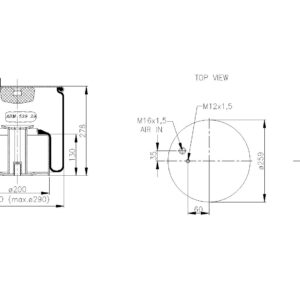 LOFTPÚÐI MAN 1x M16 STÁLBOTN