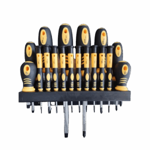 SKRÚFJÁRNASETT 18STK M/VEGGFESTINGU