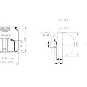 LOFTPÚÐI MAN 2x M16 STÁLBOTN