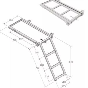 TRÖPPUR ÚTDRAGANLEGAR 3 ÞREP 750X350MM
