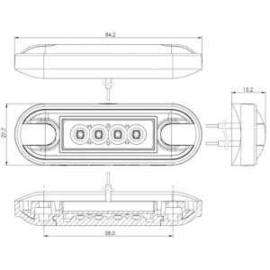 DÍÓÐUBREIDDARLJÓS RAUTT 84,2 X 27,7MM