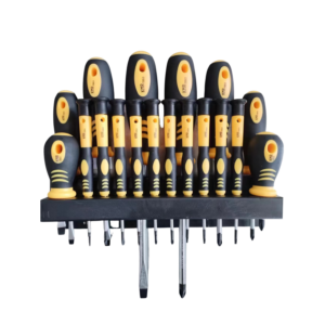 SKRÚFJÁRNASETT 18STK M/VEGGFESTINGU